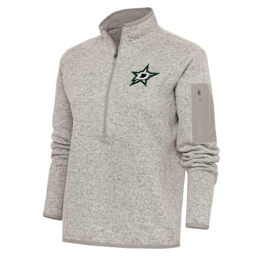 Dallas Stars Antigua Women's Team Logo Fortune Quarter-Zip Jacket Oatmeal