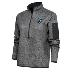 Seattle Kraken Antigua Women's Team Logo Fortune Quarter-Zip Jacket Heather Charcoal