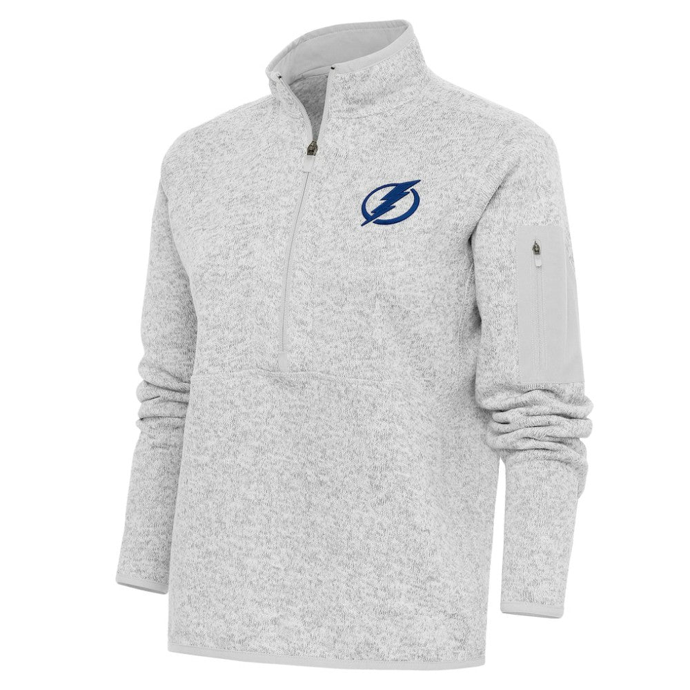 Tampa Bay Lightning Antigua Women's Team Logo Fortune Quarter-Zip Jacket Heather Gray
