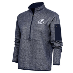 Tampa Bay Lightning Antigua Women's Team Logo Fortune Quarter-Zip Jacket Heather Navy