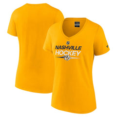 Nashville Predators Fanatics Women's Authentic Pro Primary V-Neck T-Shirt Gold