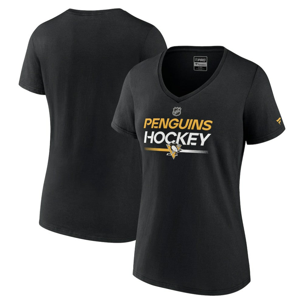 Pittsburgh Penguins Fanatics Women's Authentic Pro V-Neck T-Shirt Black