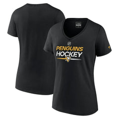 Pittsburgh Penguins Fanatics Women's Authentic Pro V-Neck T-Shirt Black
