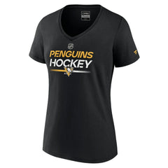 Pittsburgh Penguins Fanatics Women's Authentic Pro V-Neck T-Shirt Black