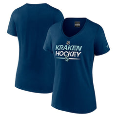 Seattle Kraken Fanatics Women's Authentic Pro V-Neck T-Shirt Deep Sea Blue