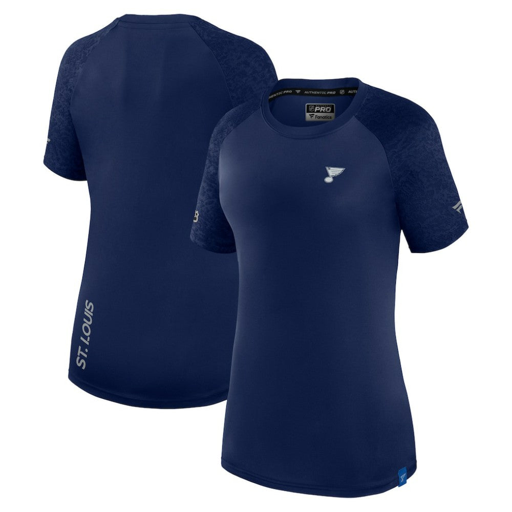St. Louis Blues Fanatics Women's Authentic Pro Tech T-Shirt Navy