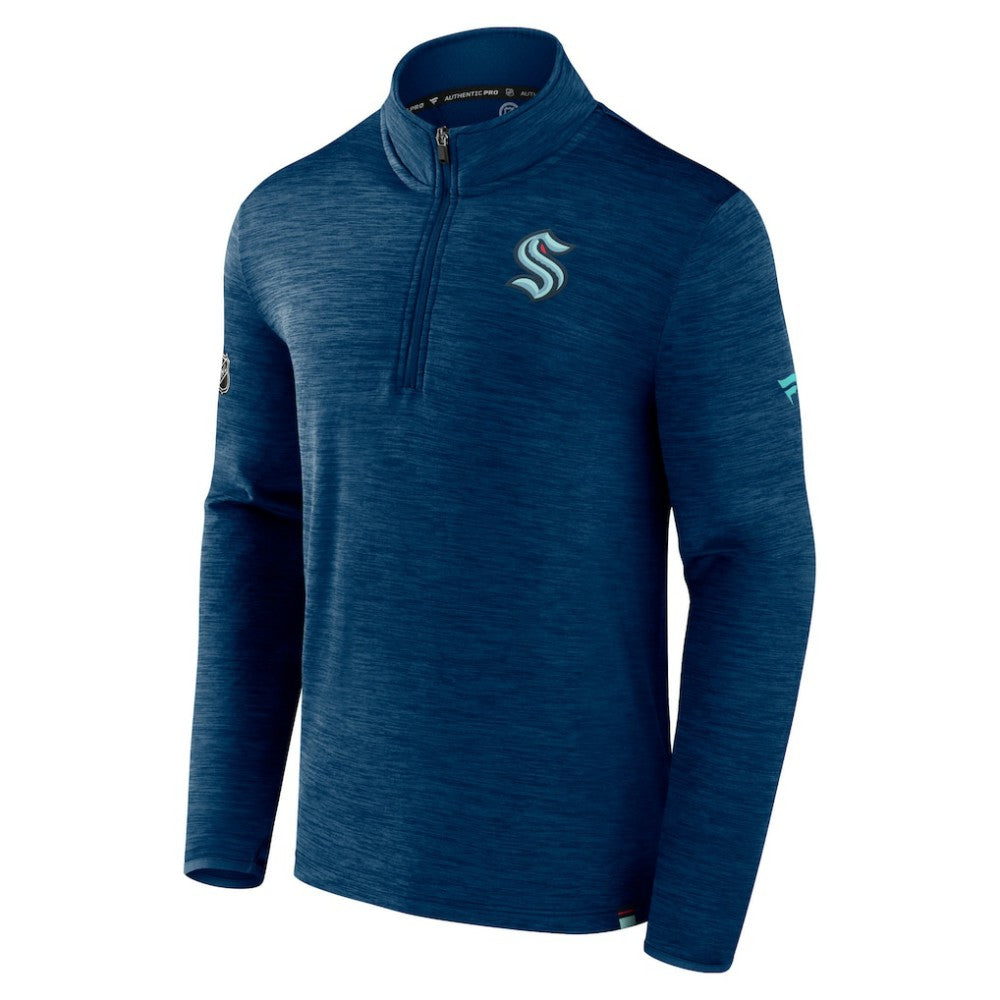 Seattle Kraken Fanatics Authentic Pro Quarter-Zip Pullover Top Deep Sea Blue