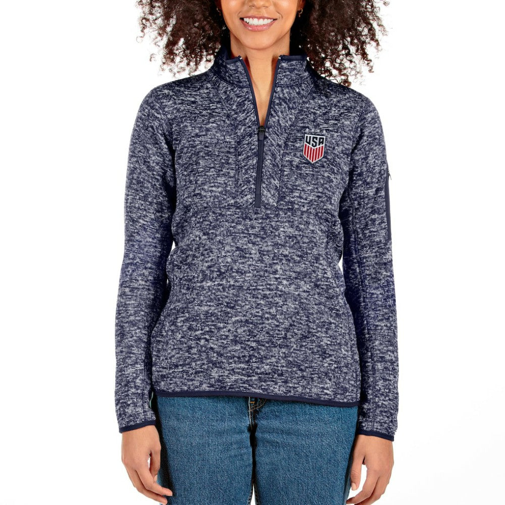USWNT Antigua Women's Fortune Half-Zip Pullover Jacket - Heather Navy sale
