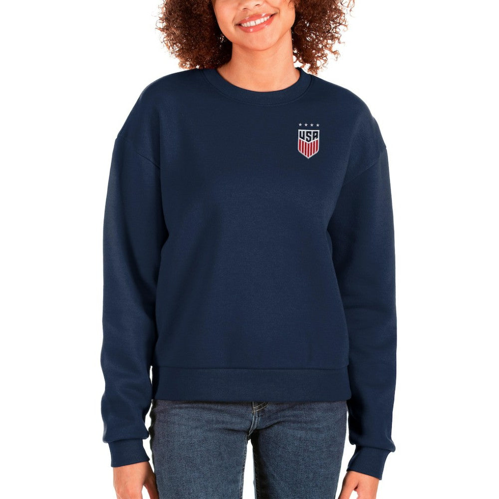 USWNT Antigua Women's Victory Crewneck Pullover Sweatshirt - Navy sale