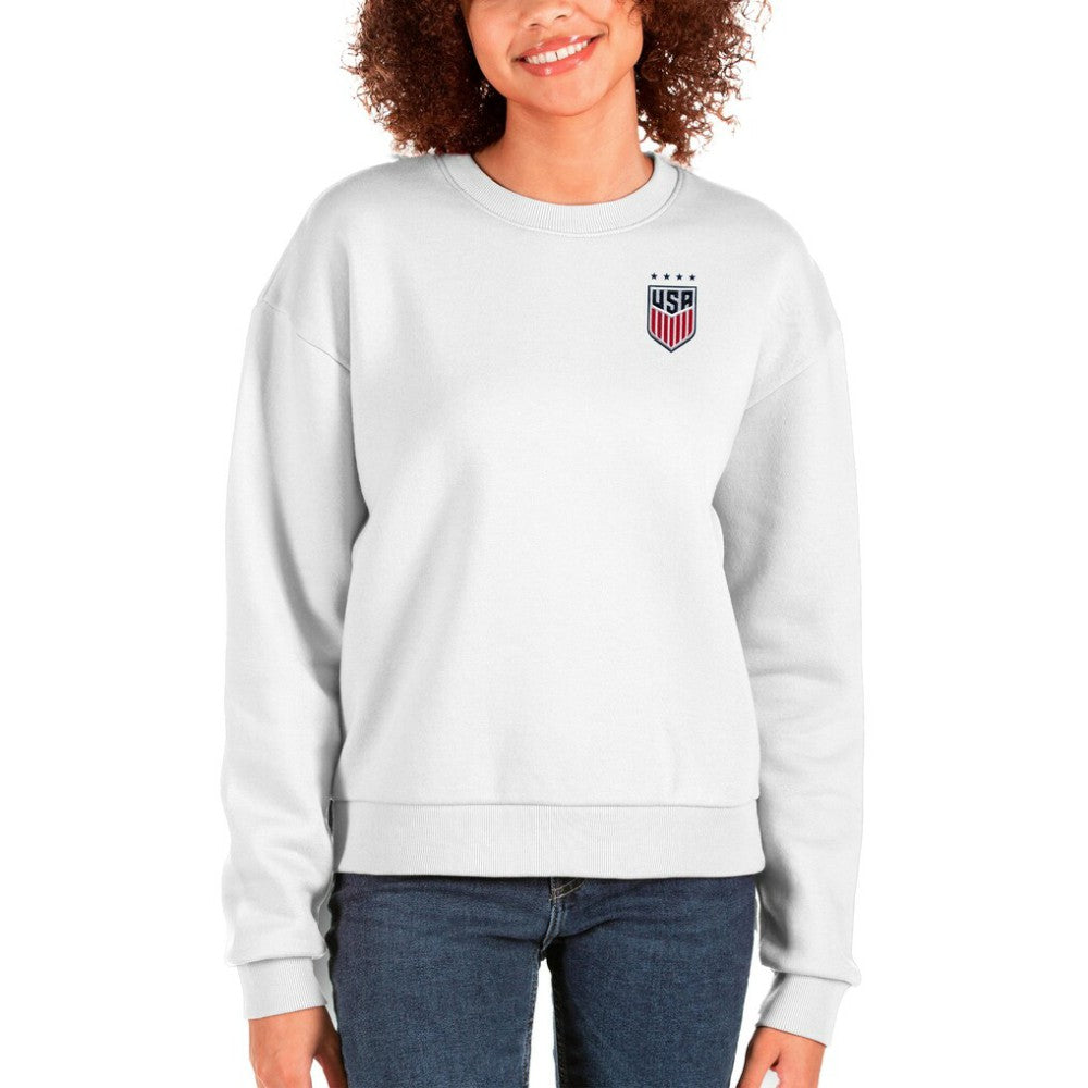 USWNT Antigua Women's Victory Crewneck Pullover Sweatshirt - White outlet