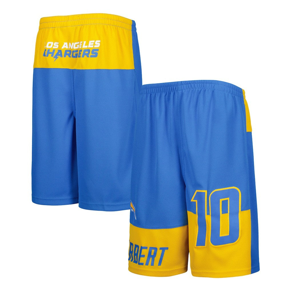 Justin Herbert Los Angeles Chargers Youth Player Name & Number Shorts - Powder Blue outlet
