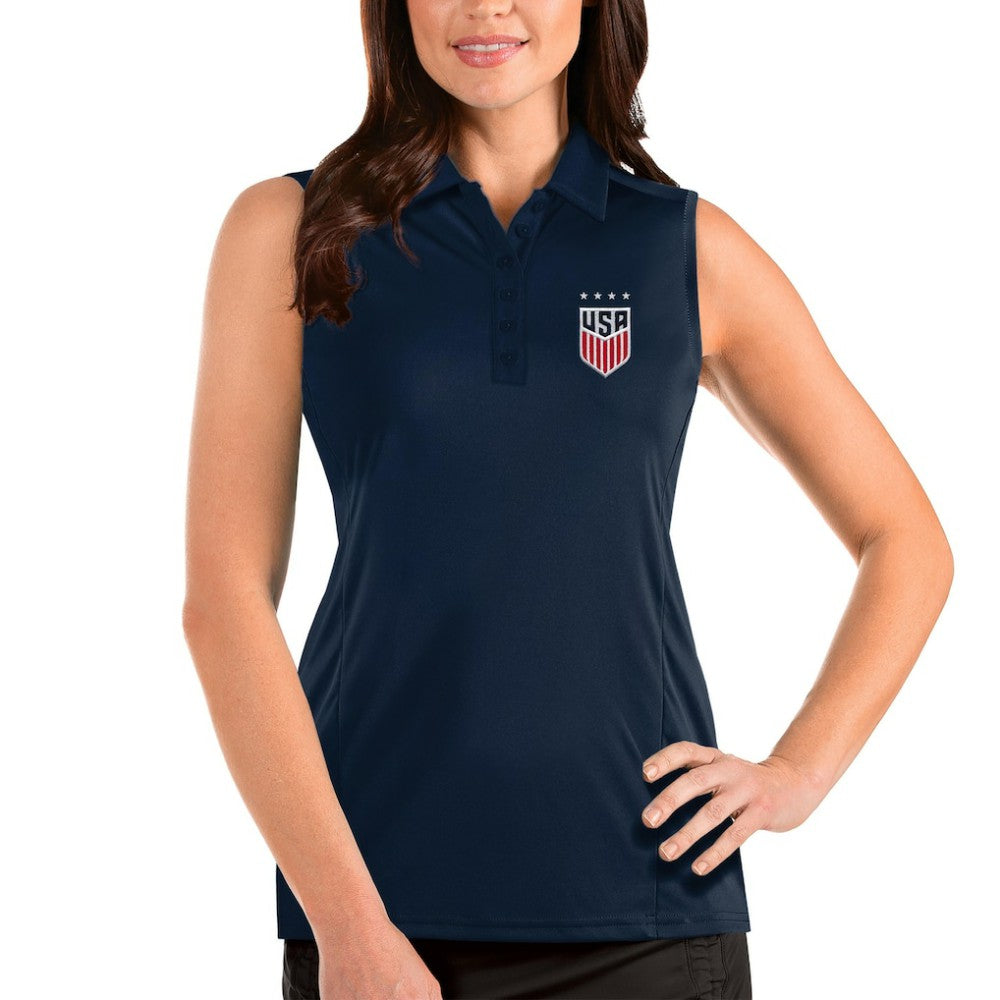 USWNT Antigua Women's Tribute Sleeveless Polo - Navy sale