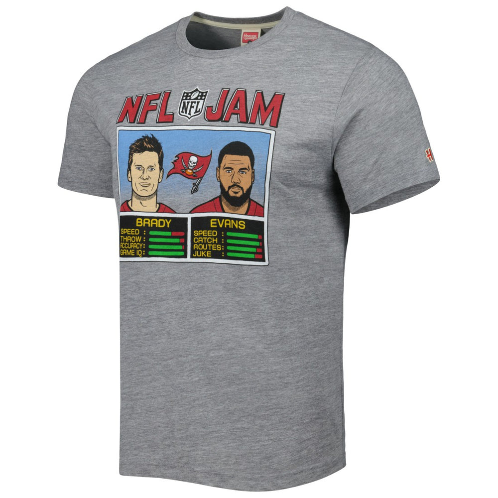 Tom Brady & Mike Evans Tampa Bay Buccaneers Homage Unisex NFL Jam Tri-Blend T-Shirt - Heather Gray discount