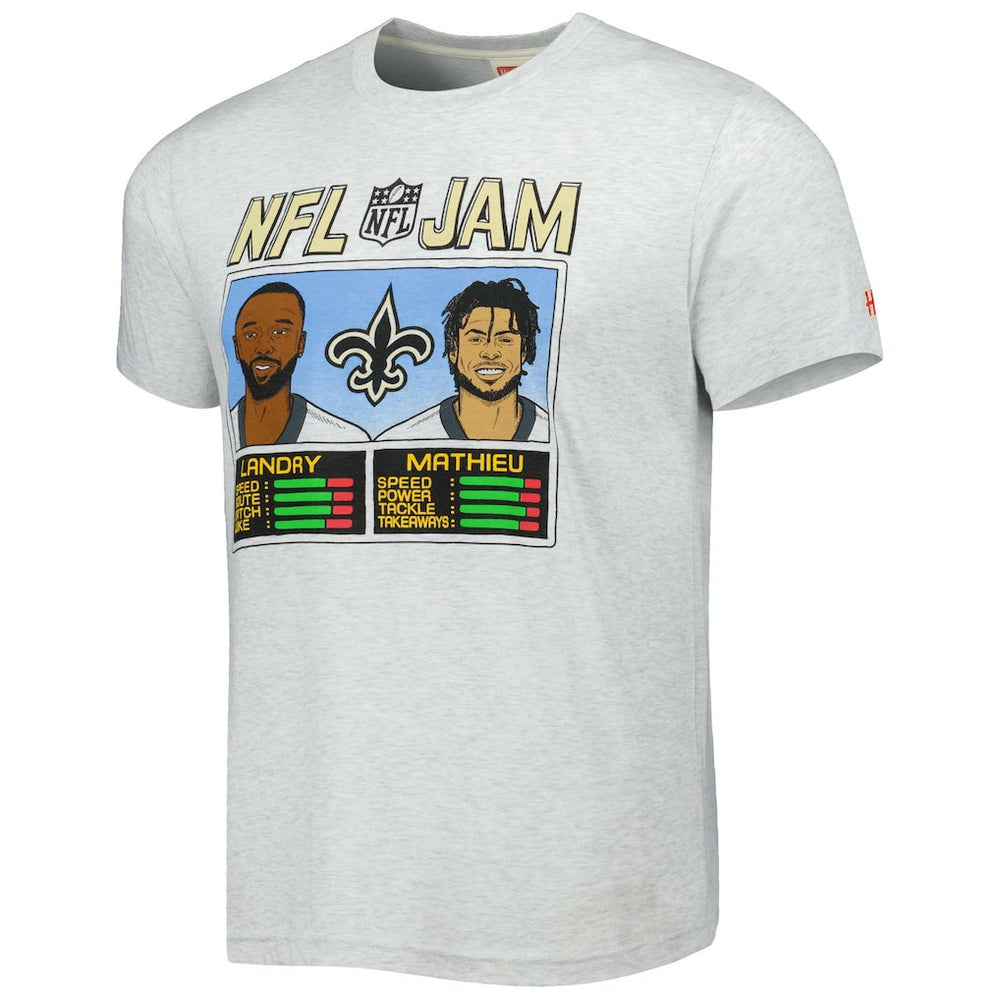 Jarvis Landry & Tyrann Mathieu New Orleans Saints Homage Unisex NFL Jam Tri-Blend T-Shirt - Heather Gray for sale