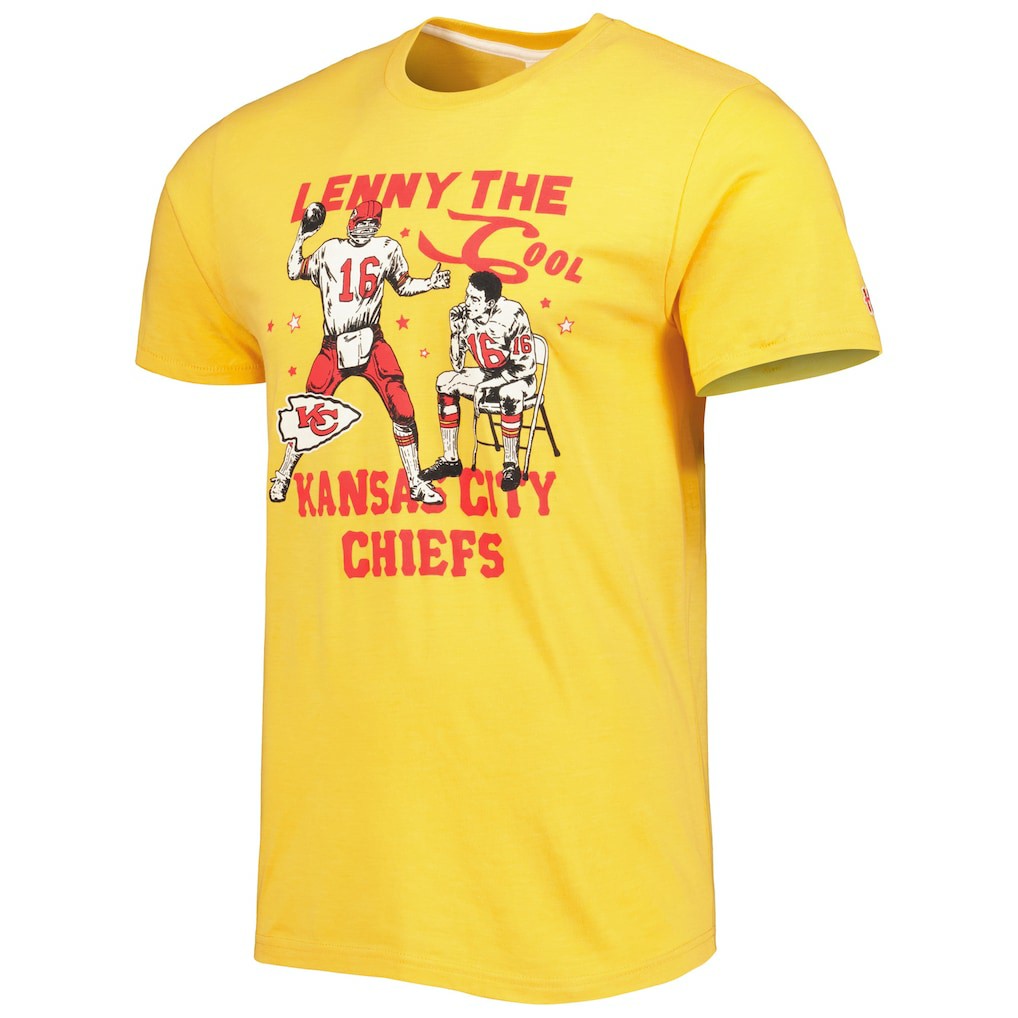 Len Dawson Kansas City Chiefs Homage Unisex Caricature Retired Player Tri-Blend T-Shirt - Gold sale