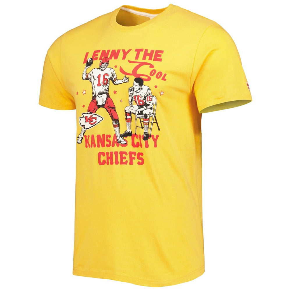 Len Dawson Kansas City Chiefs Homage Unisex Caricature Retired Player Tri-Blend T-Shirt - Gold sale