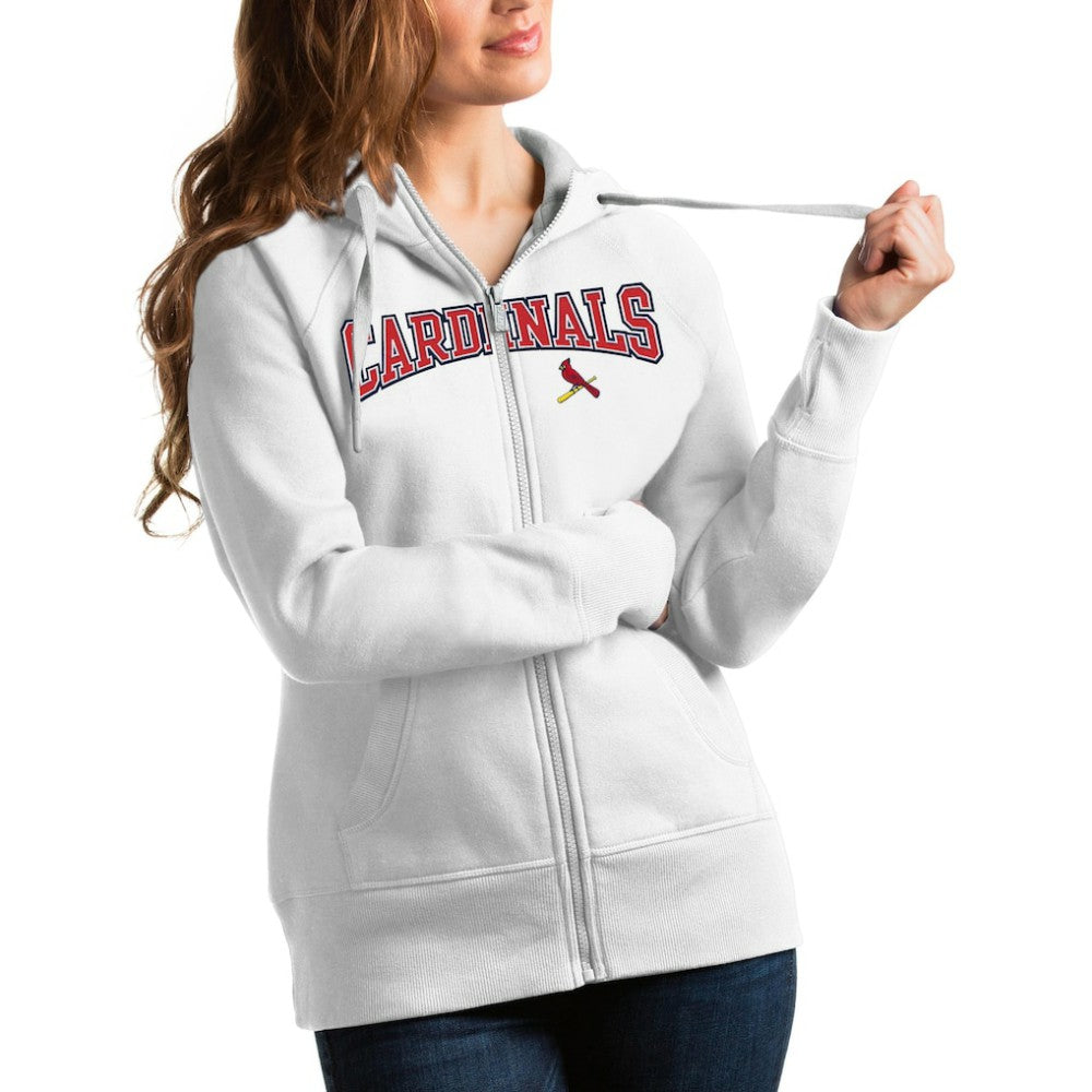 St. Louis Cardinals Antigua Women's Team Logo Victory Full-Zip Hoodie - White