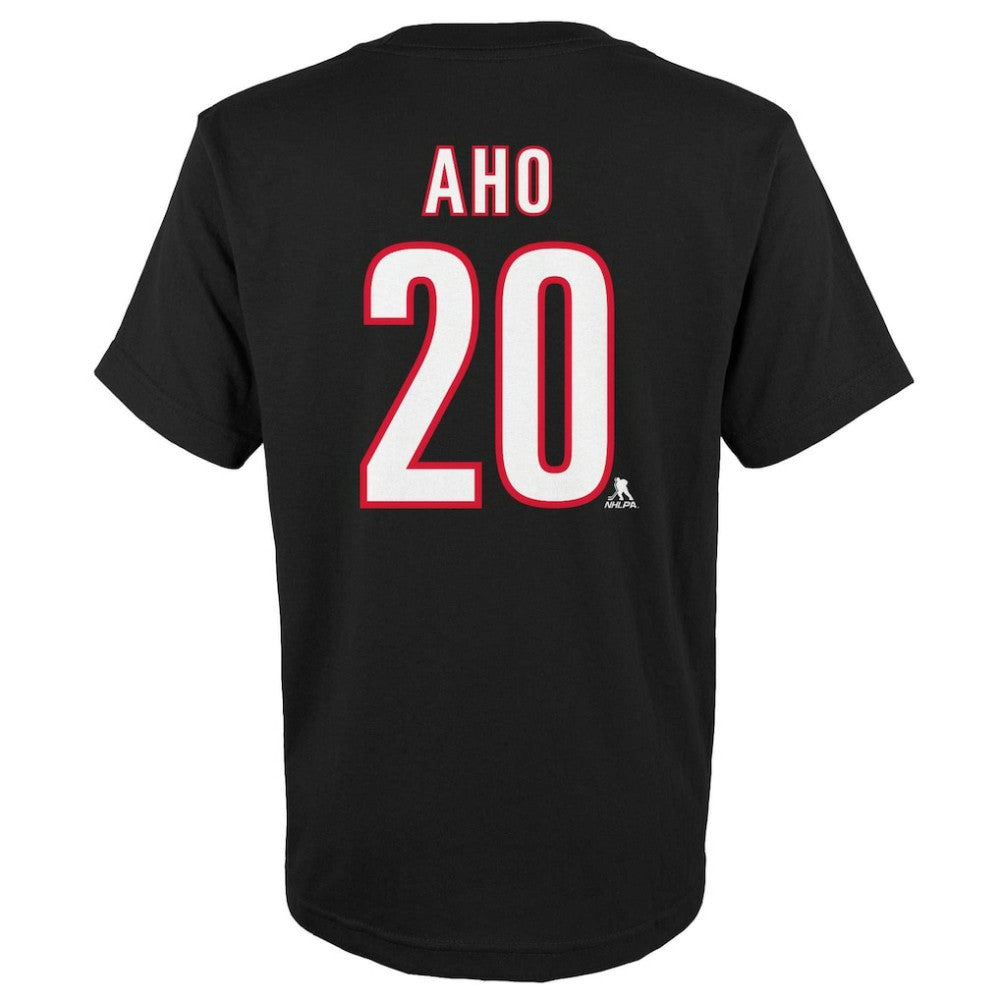 Sebastian Aho Carolina Hurricanes Youth Player Name & Number T-Shirt Black