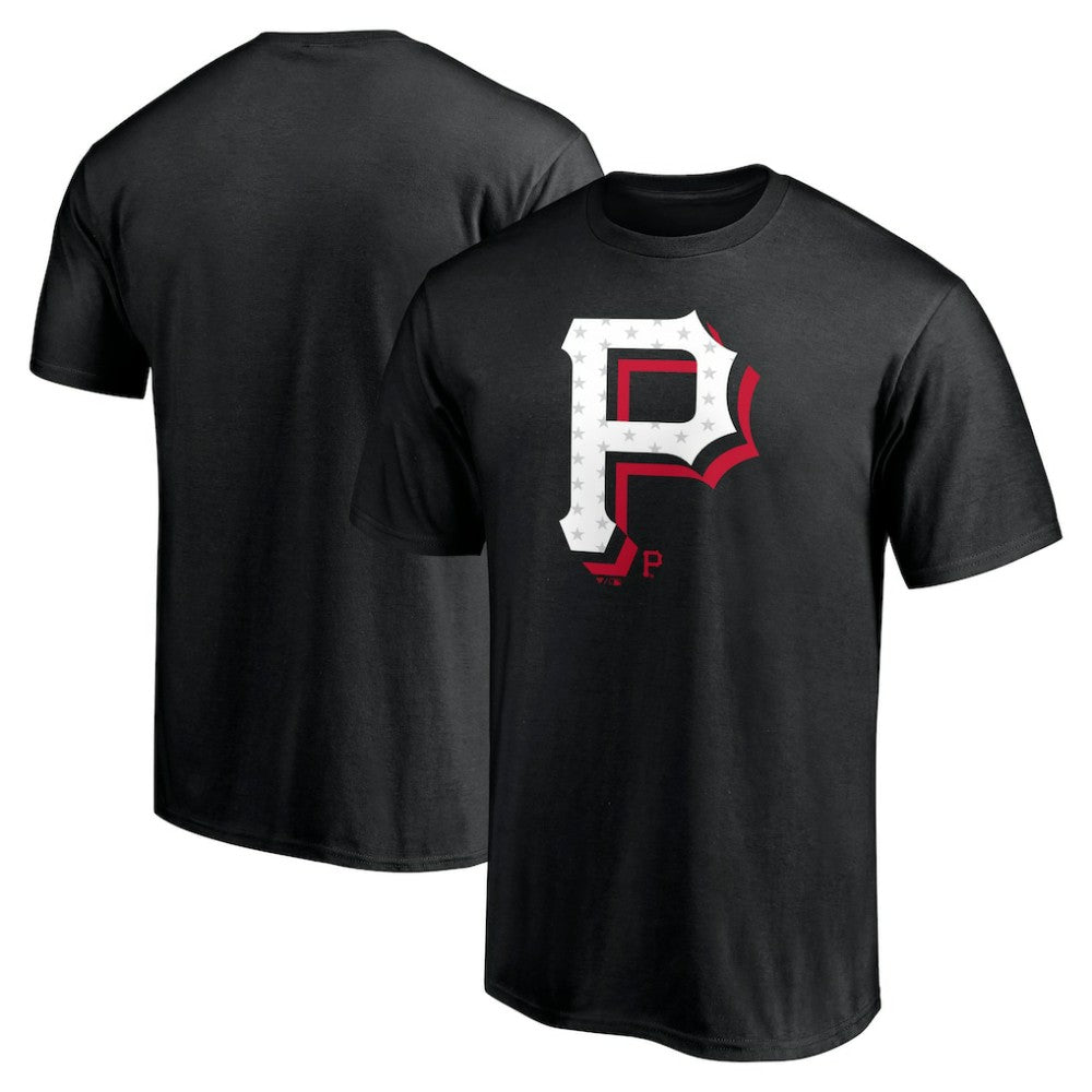 Pittsburgh Pirates Red White and Team T-Shirt - Black