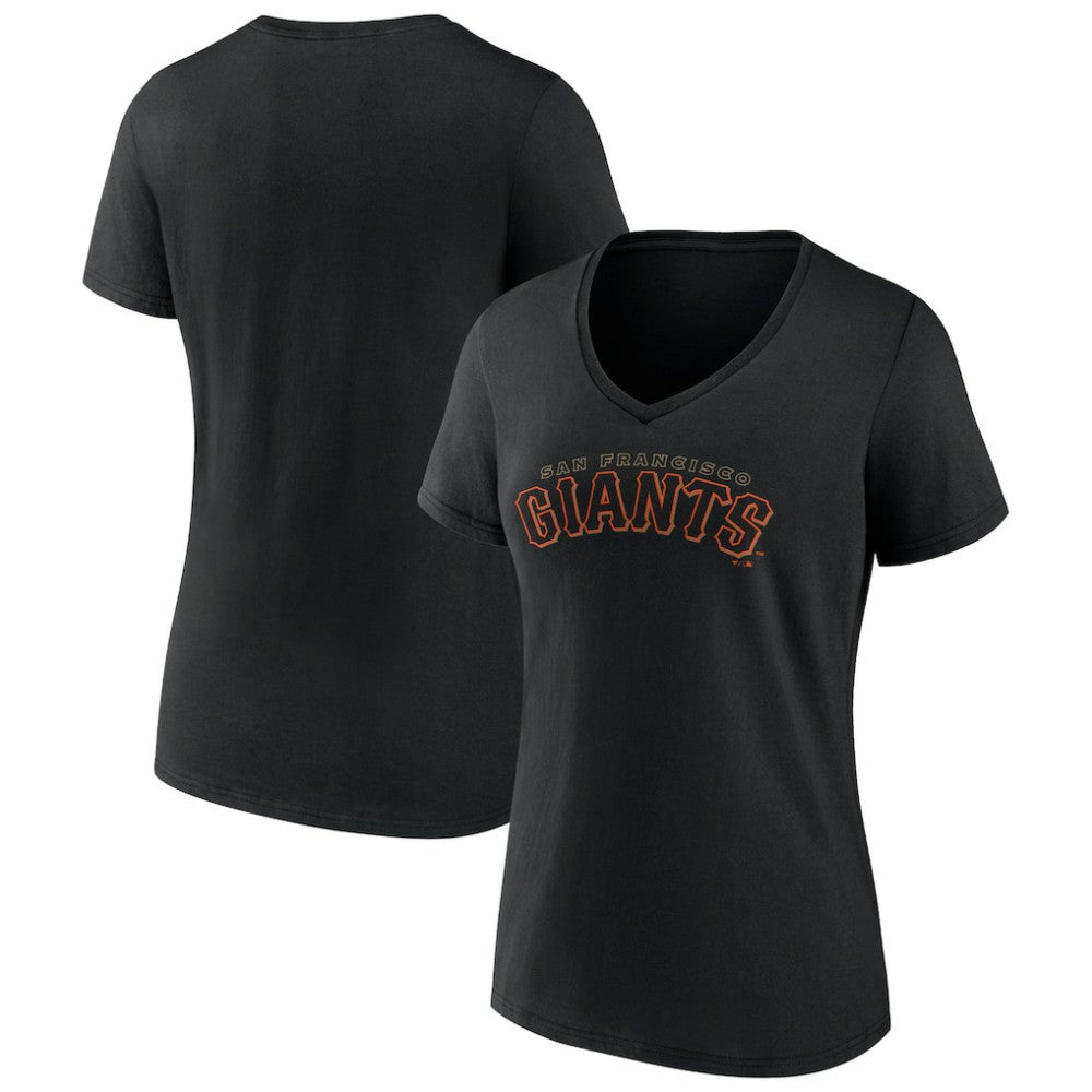 San Francisco Giants Women's Giants Alternate Club Lettering V-Neck T-Shirt - Black