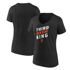 San Francisco Giants Women's Third and King V-Neck T-Shirt - Charcoal