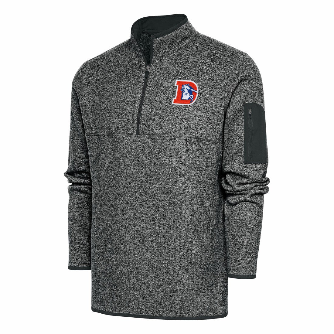 Denver Broncos Antigua Throwback Fortune Quarter-Zip Pullover Jacket - Heather Charcoal discount