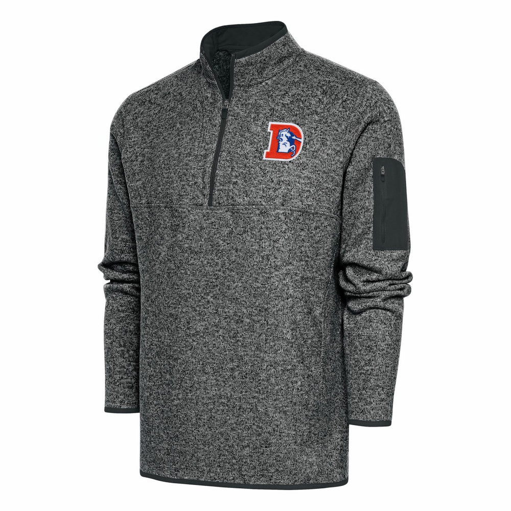 Denver Broncos Antigua Throwback Fortune Quarter-Zip Pullover Jacket - Heather Charcoal discount