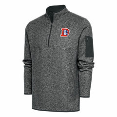 Denver Broncos Antigua Throwback Fortune Quarter-Zip Pullover Jacket - Heather Charcoal discount