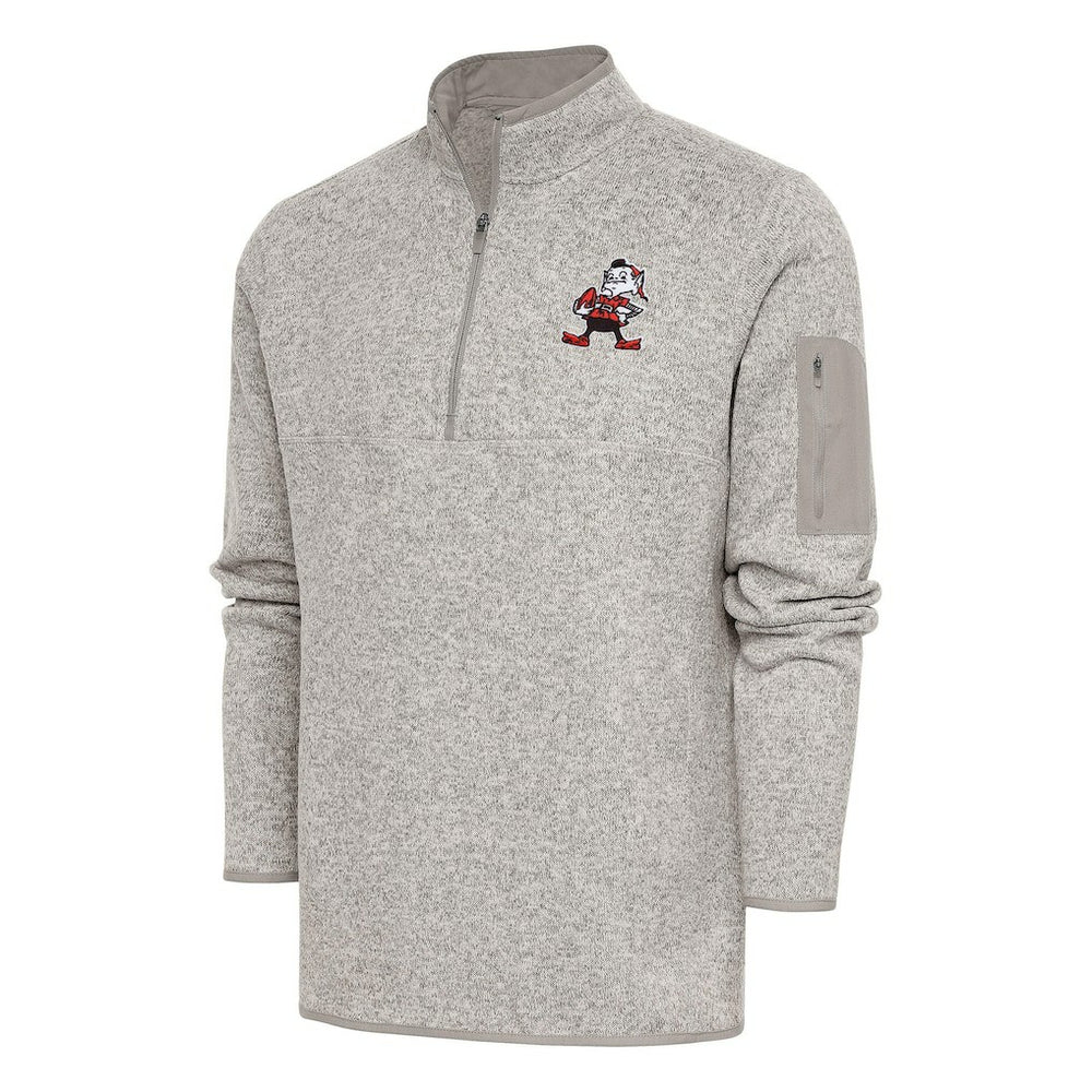 Cleveland Browns Antigua Throwback Fortune Quarter-Zip Pullover Jacket - Oatmeal outlet