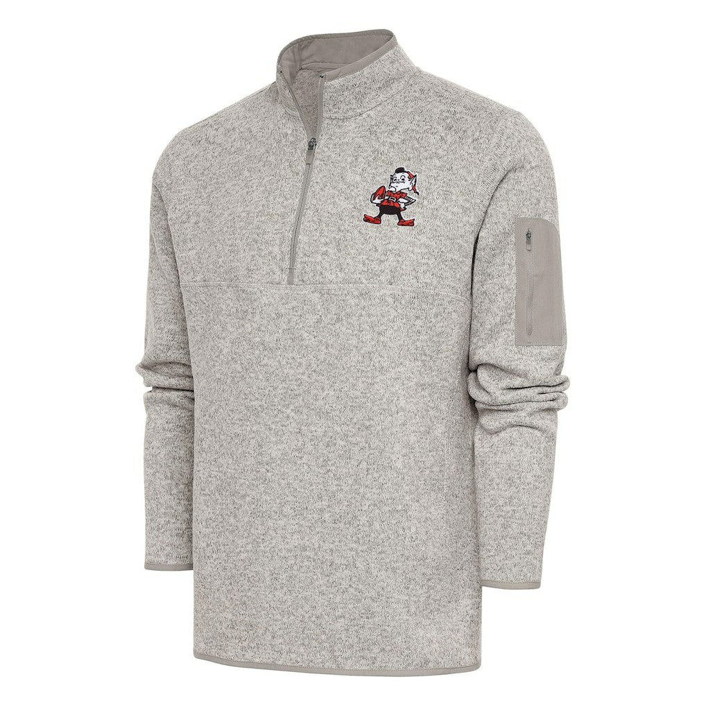 Cleveland Browns Antigua Throwback Fortune Quarter-Zip Pullover Jacket - Oatmeal outlet