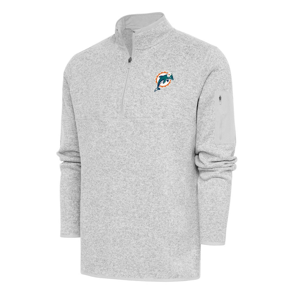 Miami Dolphins Antigua Throwback Fortune Quarter-Zip Pullover Jacket - Heather Gray on sale