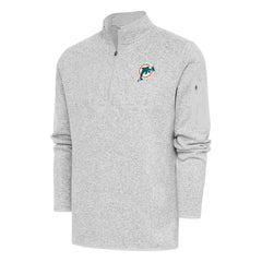 Miami Dolphins Antigua Throwback Fortune Quarter-Zip Pullover Jacket - Heather Gray on sale