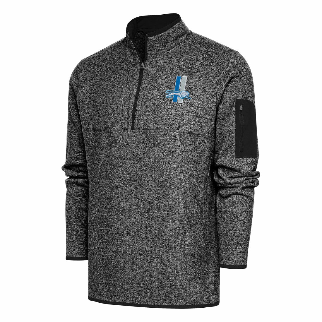 Detroit Lions Antigua Throwback Fortune Quarter-Zip Pullover Jacket - Heather Black on sale