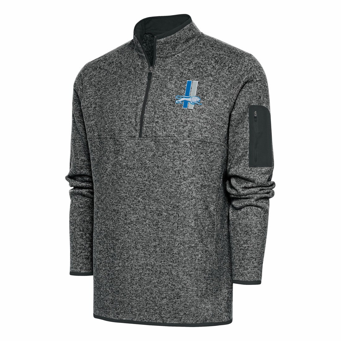 Detroit Lions Antigua Throwback Fortune Quarter-Zip Pullover Jacket - Heather Charcoal sale