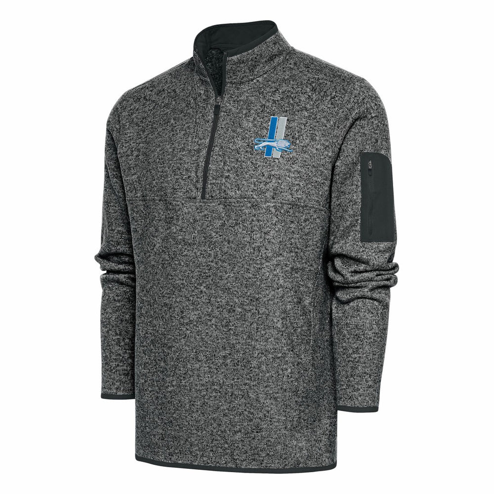 Detroit Lions Antigua Throwback Fortune Quarter-Zip Pullover Jacket - Heather Charcoal sale