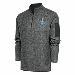 Detroit Lions Antigua Throwback Fortune Quarter-Zip Pullover Jacket - Heather Charcoal sale