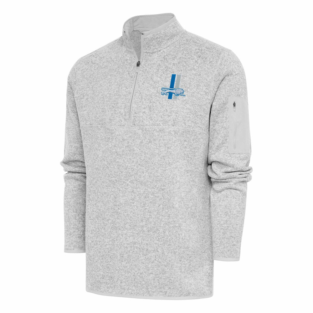 Detroit Lions Antigua Throwback Fortune Quarter-Zip Pullover Jacket - Heather Gray online