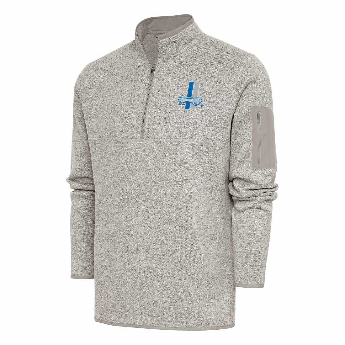 Detroit Lions Antigua Throwback Fortune Quarter-Zip Pullover Jacket - Oatmeal outlet