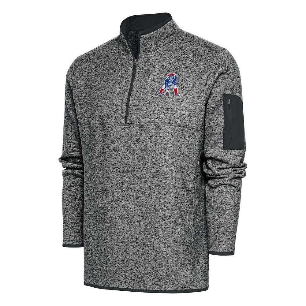 New England Patriots Antigua Throwback Fortune Quarter-Zip Pullover Jacket - Heather Charcoal outlet