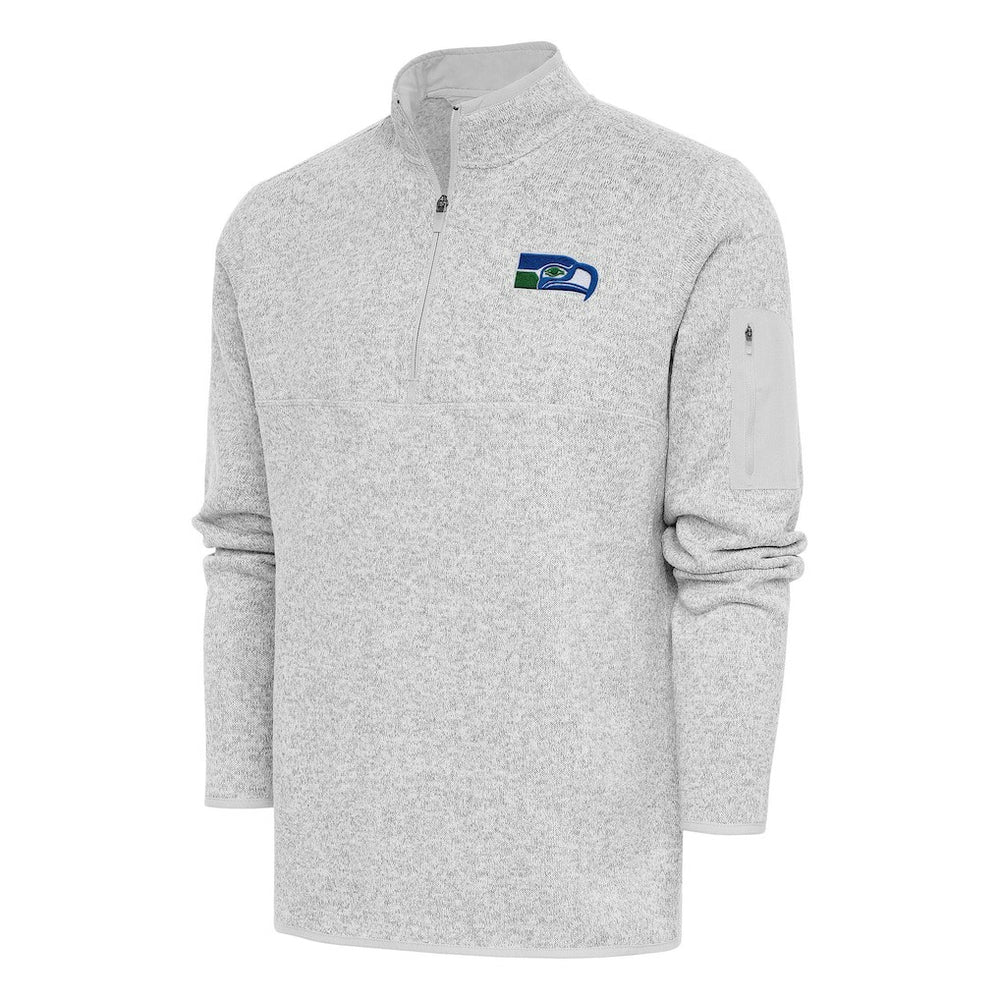 Seattle Seahawks Antigua Throwback Fortune Quarter-Zip Pullover Jacket - Heather Gray cheap