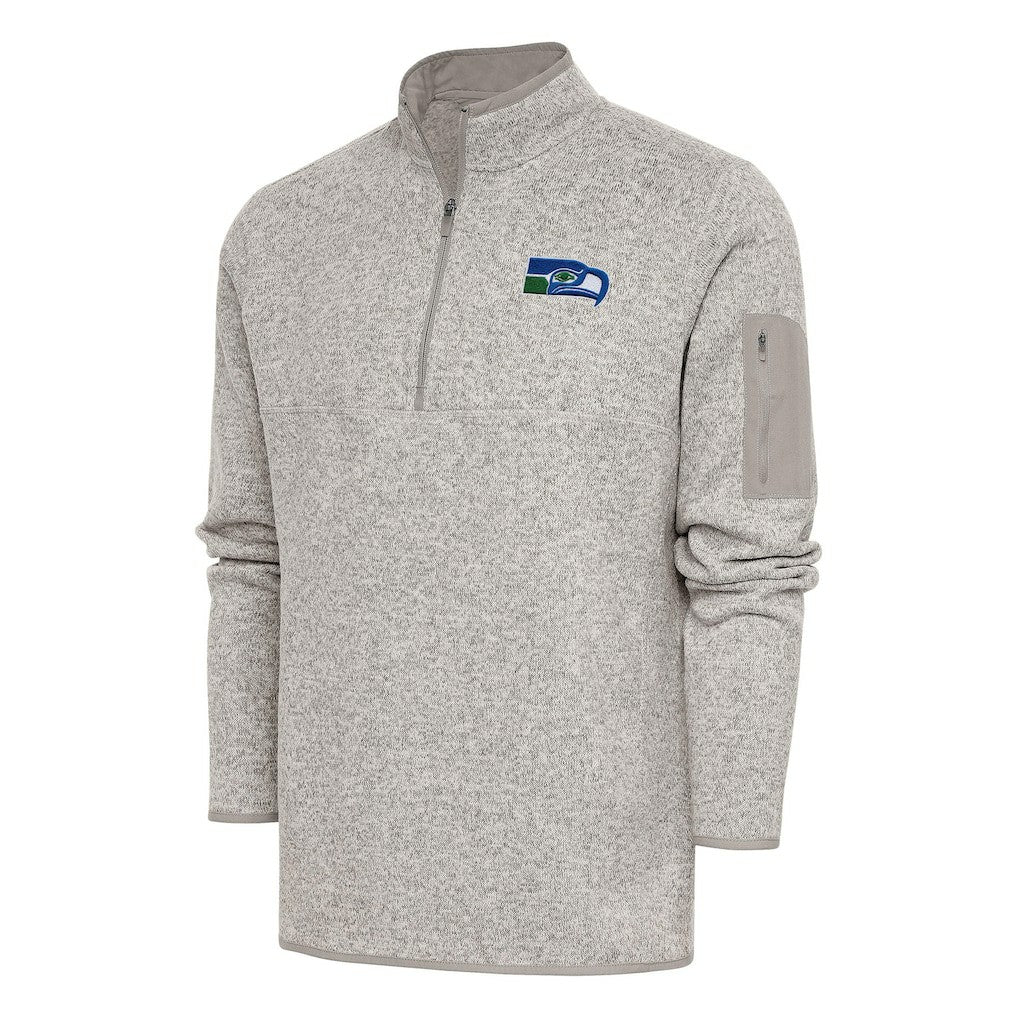 Seattle Seahawks Antigua Throwback Fortune Quarter-Zip Pullover Jacket - Oatmeal online