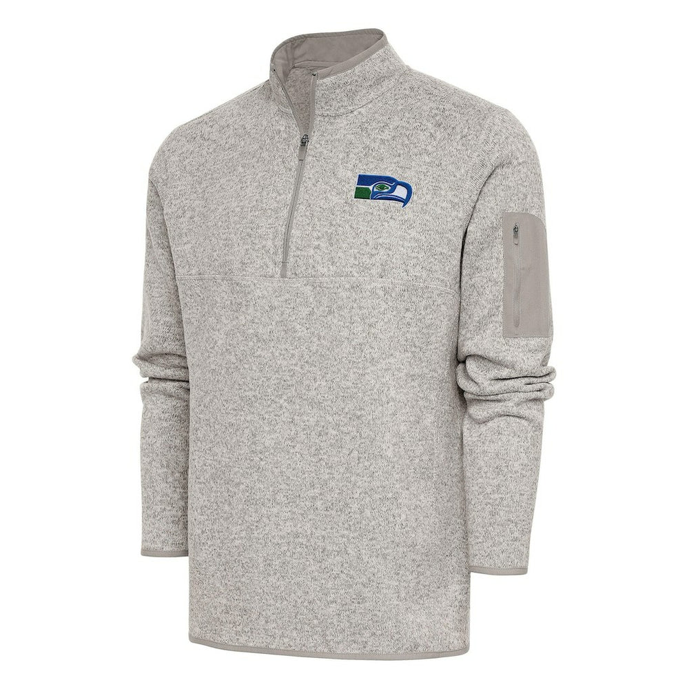 Seattle Seahawks Antigua Throwback Fortune Quarter-Zip Pullover Jacket - Oatmeal online