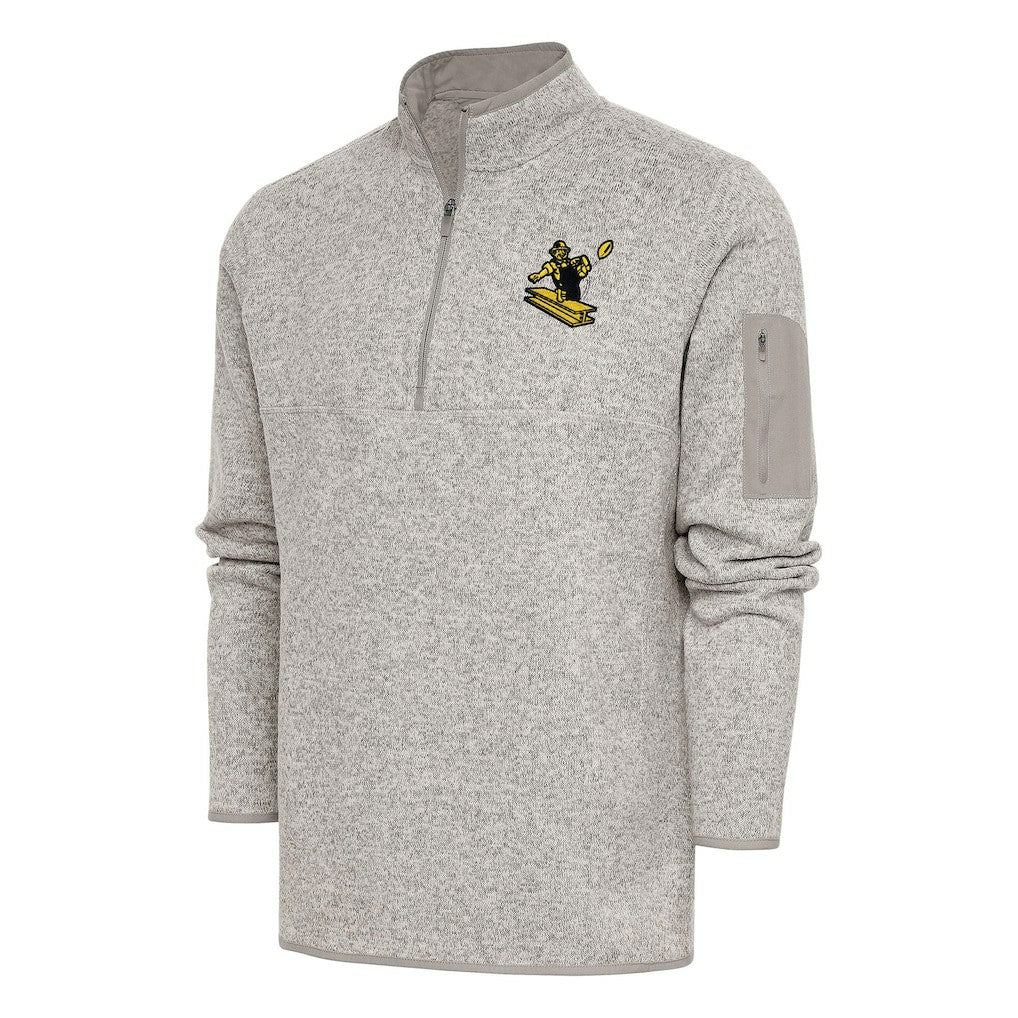 Pittsburgh Steelers Antigua Throwback Fortune Quarter-Zip Pullover Jacket - Oatmeal for sale