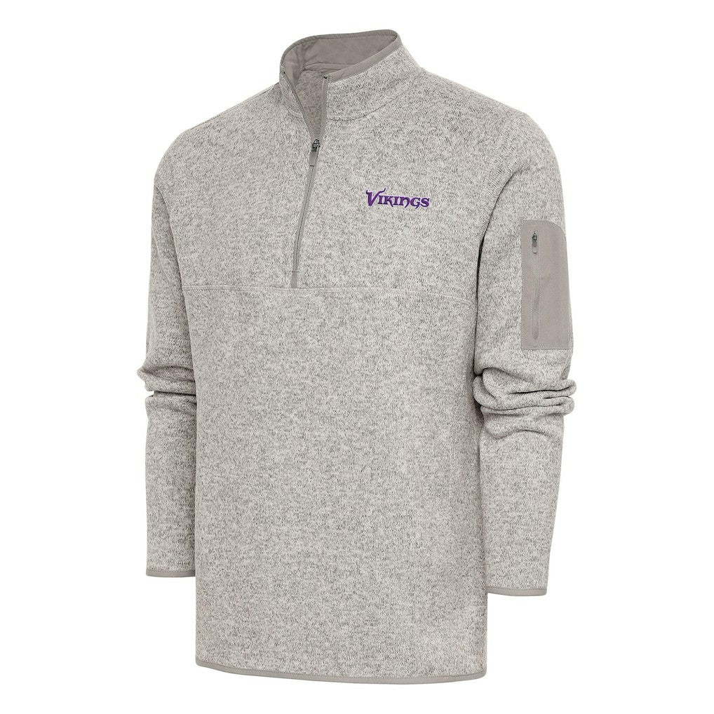 Minnesota Vikings Antigua Throwback Fortune Quarter-Zip Pullover Jacket - Oatmeal online