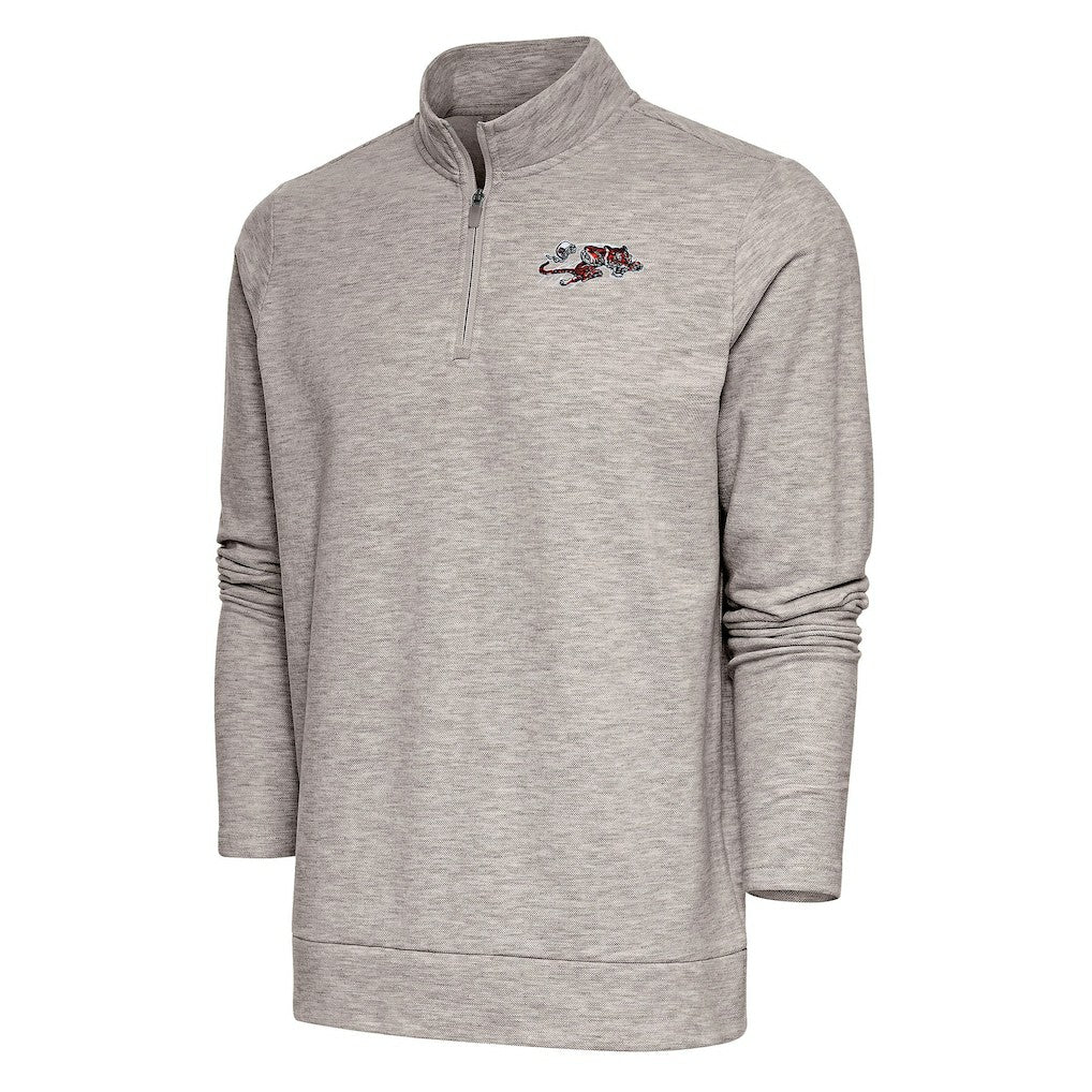 Cincinnati Bengals Antigua Team Logo Throwback Gambit Quarter-Zip Pullover Top - Oatmeal outlet