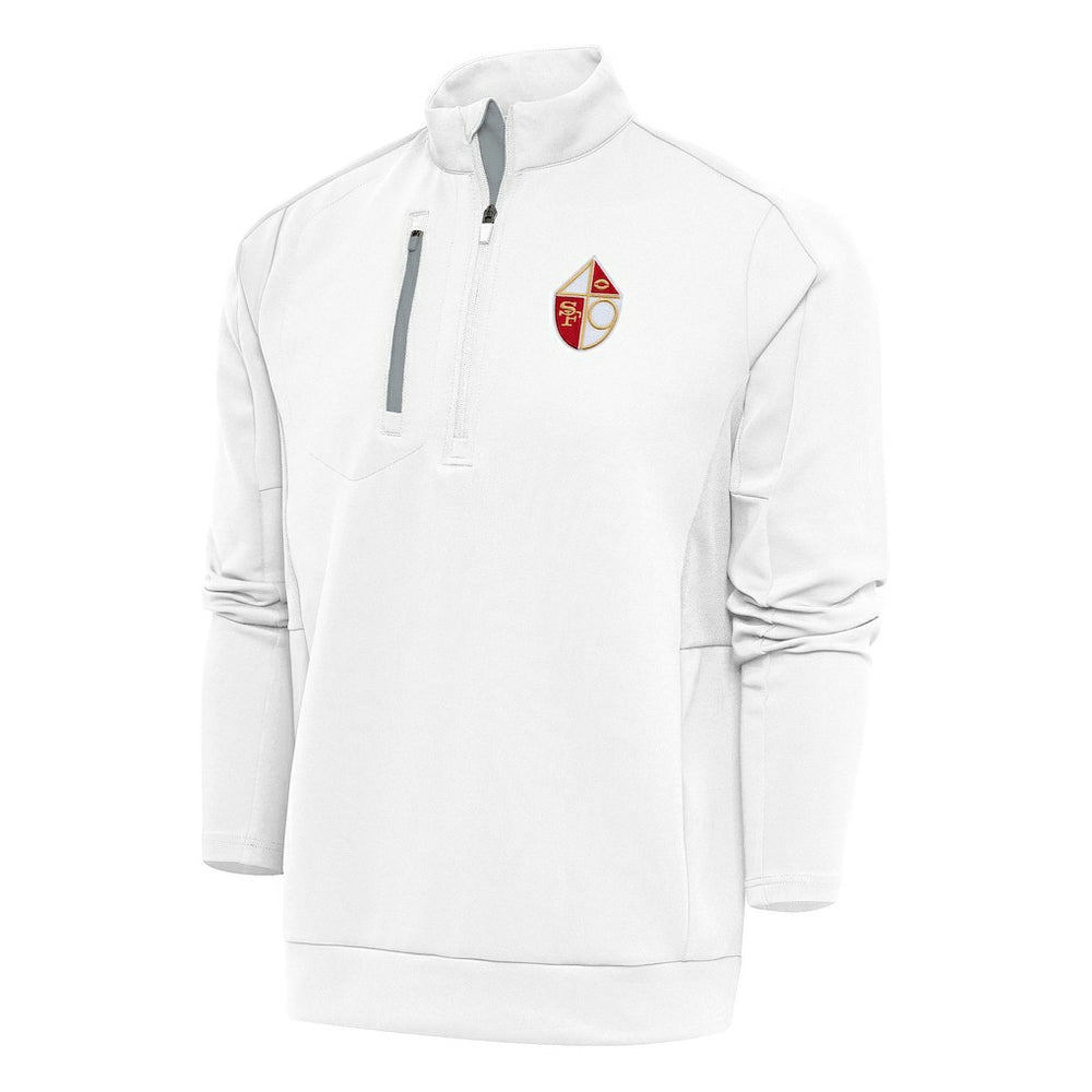 San Francisco 49ers Antigua Team Logo Throwback Generation Quarter-Zip Pullover Top - White sale