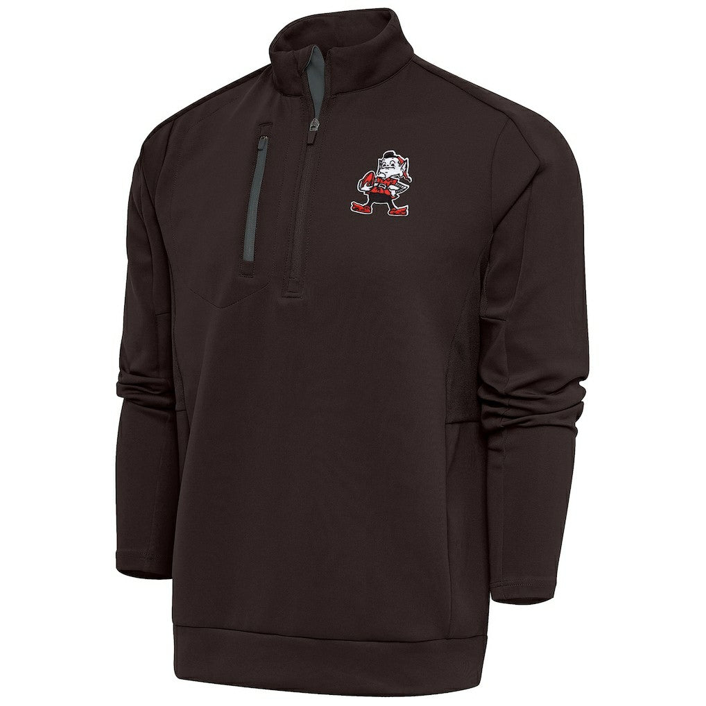 Cleveland Browns Antigua Team Logo Throwback Generation Quarter-Zip Pullover Top - Brown sale