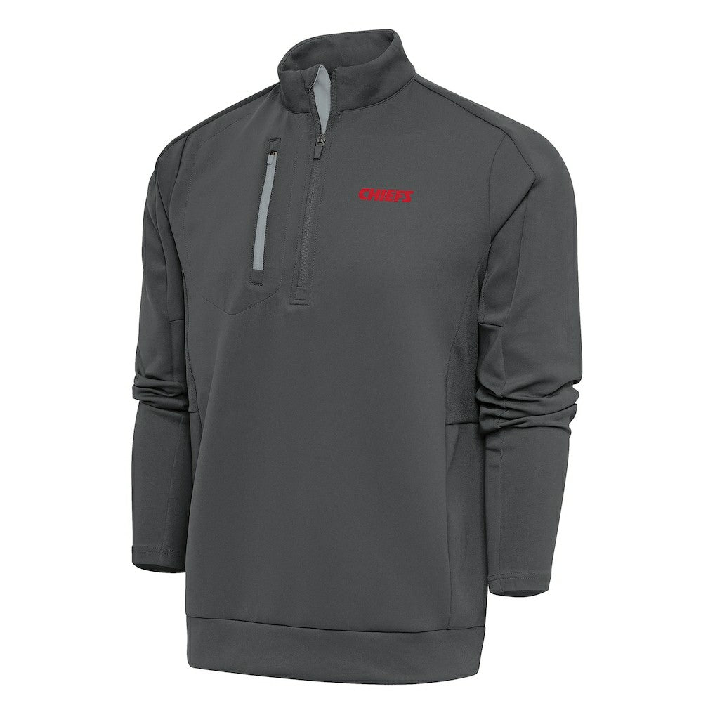 Kansas City Chiefs Antigua Team Logo Throwback Generation Quarter-Zip Pullover Top - Charcoal online
