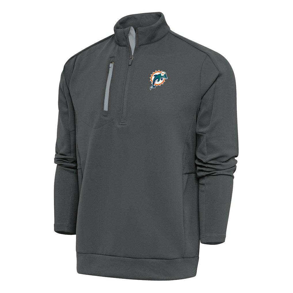 Miami Dolphins Antigua Team Logo Throwback Generation Quarter-Zip Pullover Top - Charcoal for sale