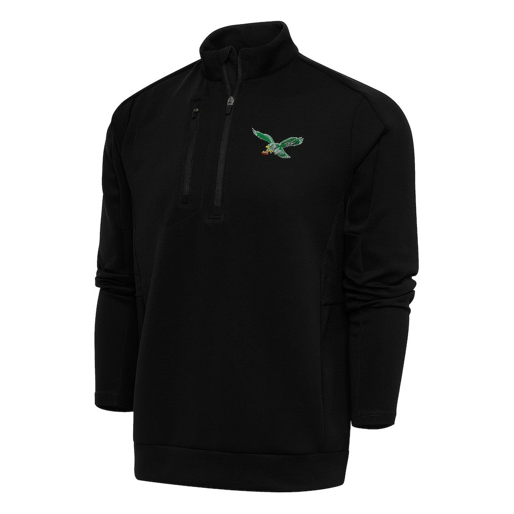 Philadelphia Eagles Antigua Team Logo Throwback Generation Quarter-Zip Pullover Top - Black cheap